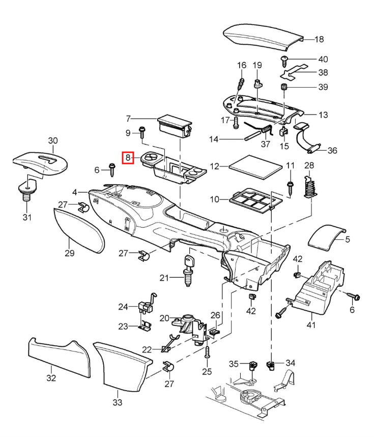 Porsche Aschenbecher-Gehäuse Fensterheberschalter Boxster 986 911 996.1 NEU – Ansicht 7