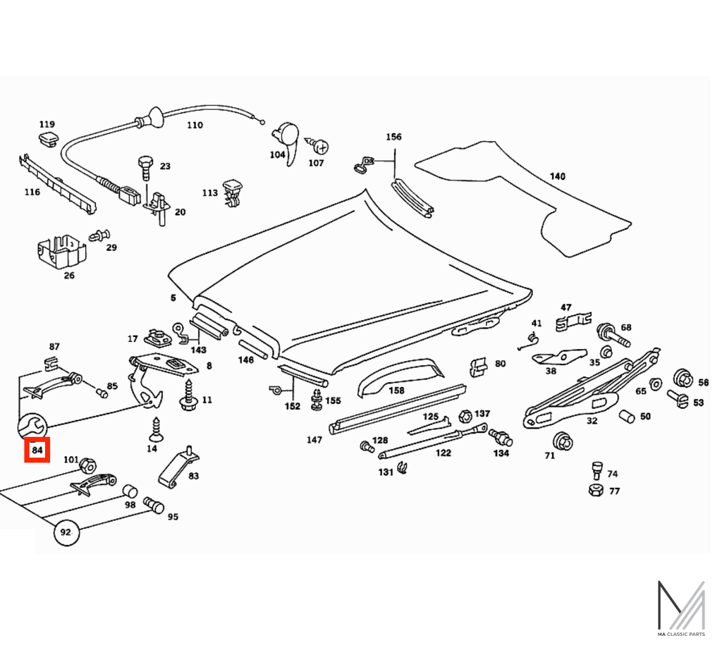 Mercedes-Benz W123 W201 Motorhaube Griff NEU – A1238800220 – Ansicht 3