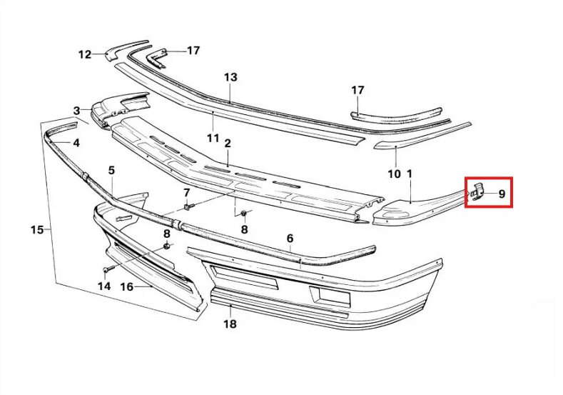 BMW Endstück Frontstoßstange E24 635 NEU – Ansicht 4