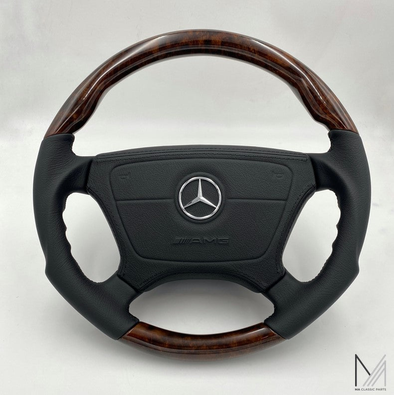 Mercedes Benz Lederlenkrad Wurzelholz ergonomisch R129 W124 W201 W140