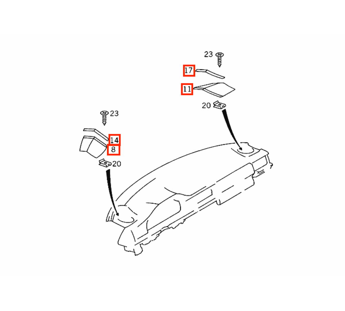 Mercedes-Benz Armaturenbrett-Lautsprecherabdeckung W124 S124 C124 A124 NEU – A1246801939 – Ansicht 5