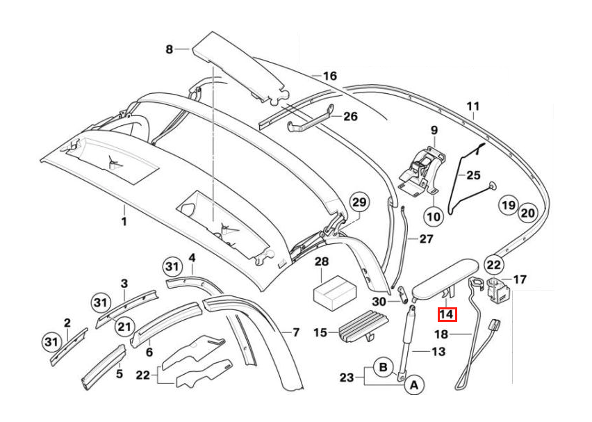 BMW Z4 Haupt Säule Zierleiste Abdeckung Set von li. u. re. Schwarz – Ansicht 4