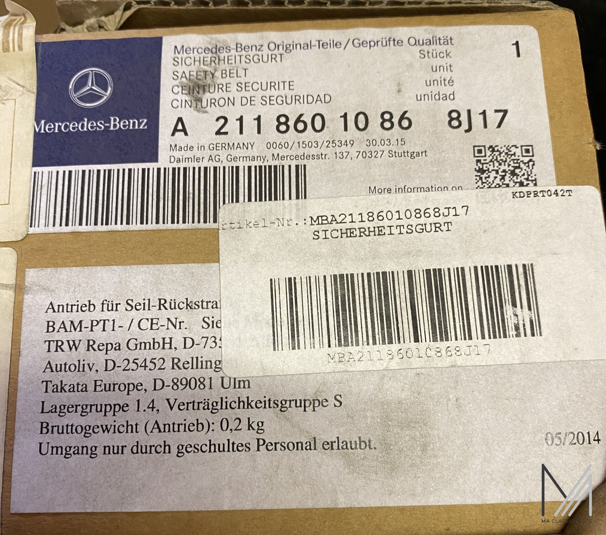 Mercedes-Benz W211 Sicherheitsgurt NOS – A2118601086 – Ansicht 2