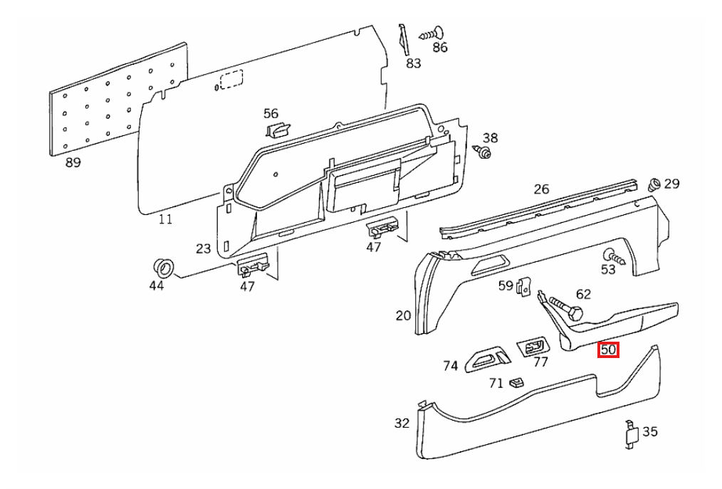 Mercedes-Benz Armlehnen-Reparatursatz vorne links und rechts W124 NEU – A1249700101 – Ansicht 4