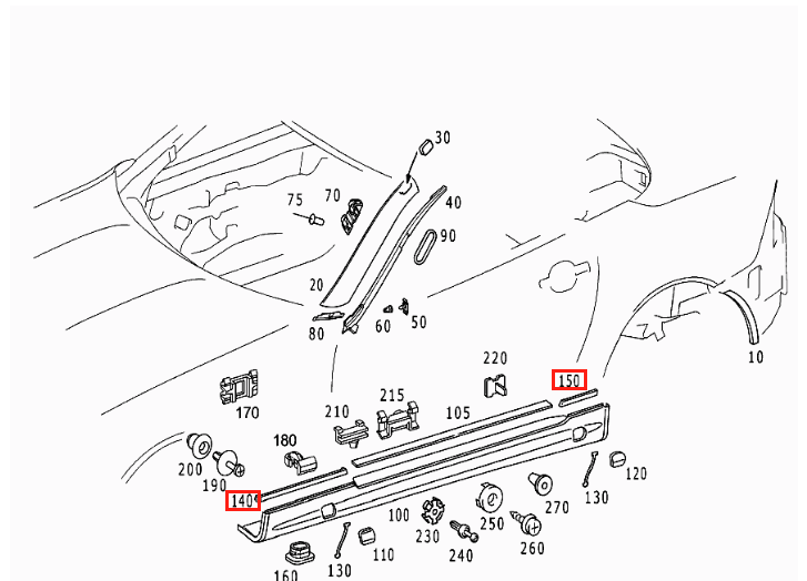 Mercedes-Benz R170 Kantenschutz Gummi Dichtung Kotflügel Schweller Verkleidung – A1706981930 – Ansicht 3