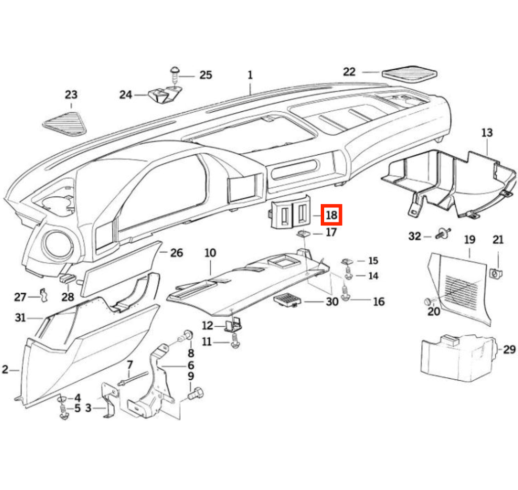 BMW Gehäuseblende Lichtschalter Armaturenbrett E34 NEU – Ansicht 4