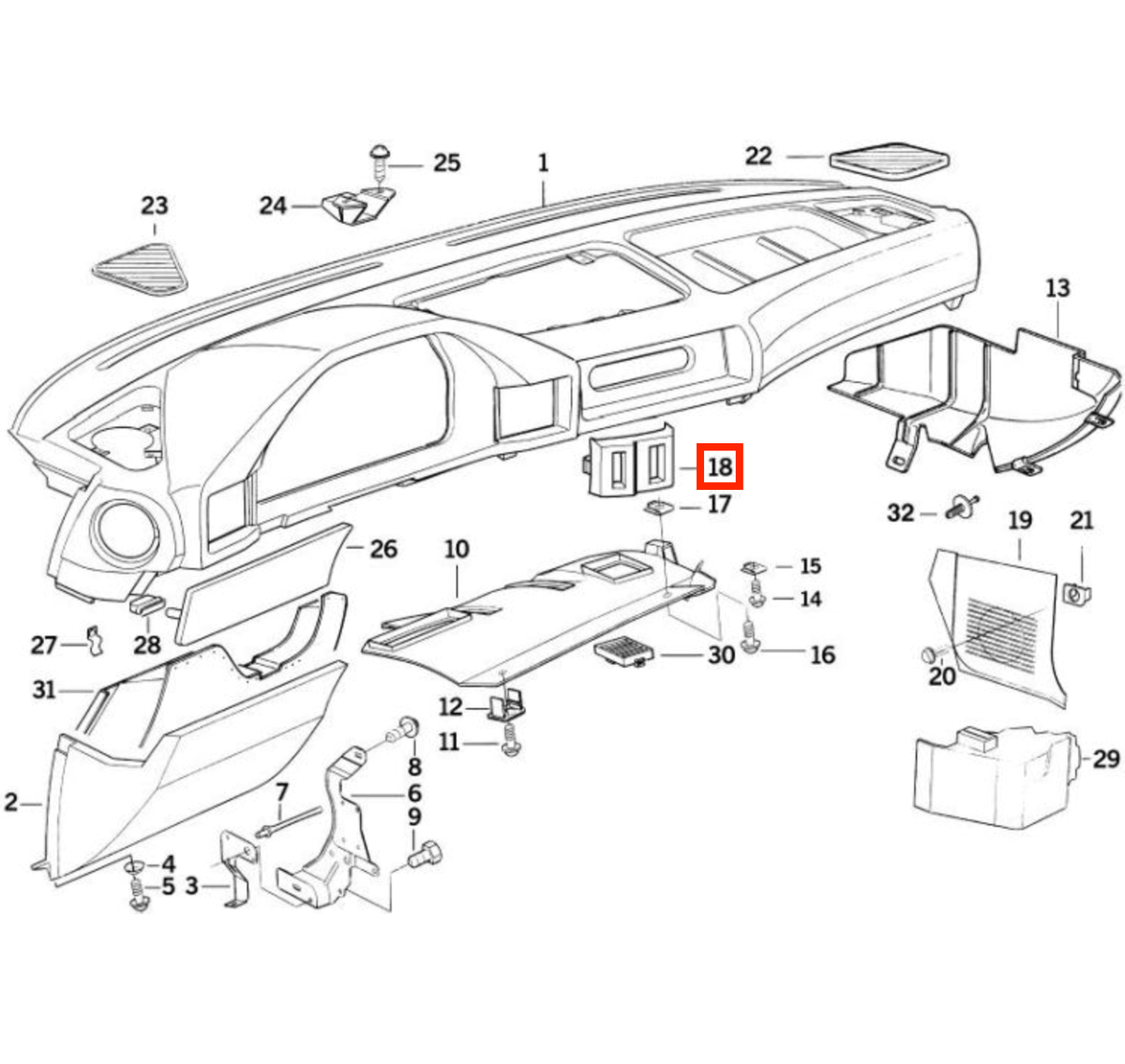 BMW Gehäuseblende Lichtschalter Armaturenbrett E34 NEU – Ansicht 4