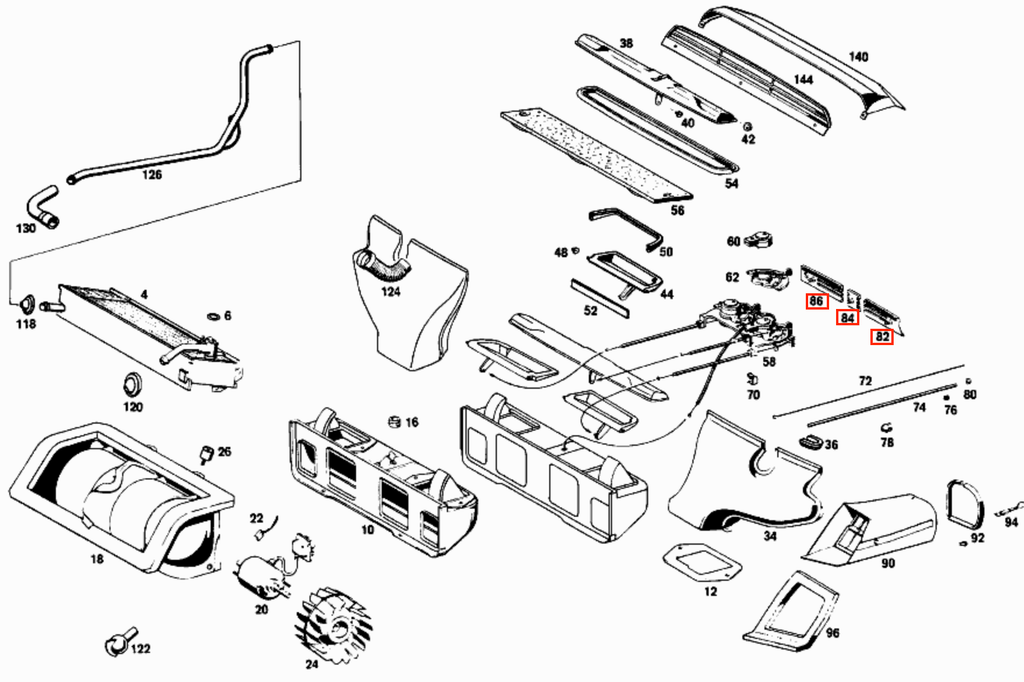 Mercedes-Benz Armaturenbrett Chromverkleidung Lüftung 3er-Satz Pagode W113 – A1138301289 – Ansicht 5