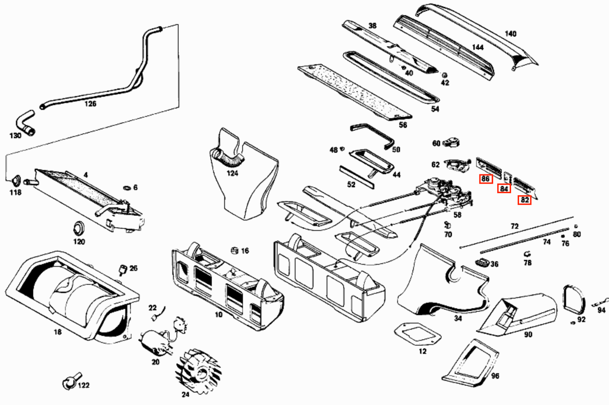 Mercedes-Benz Armaturenbrett Chromverkleidung Lüftung 3er-Satz Pagode W113 – A1138301289 – Ansicht 5