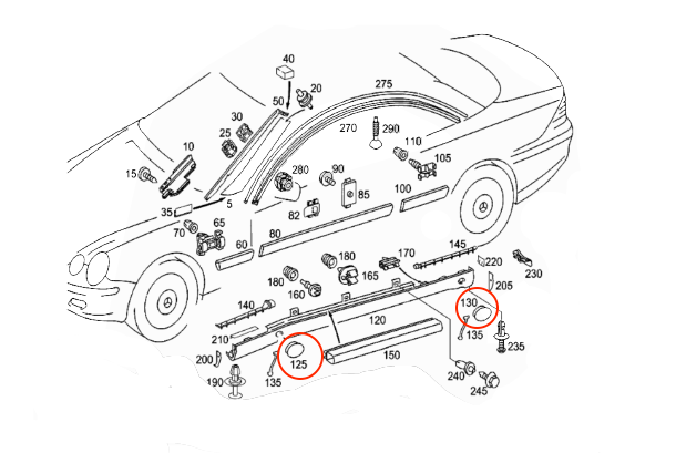 Mercedes-Benz W215 CL Wagenheber-Abdeckung Rocker Verkleidung Zierleiste Set – A2156982130 – Ansicht 4