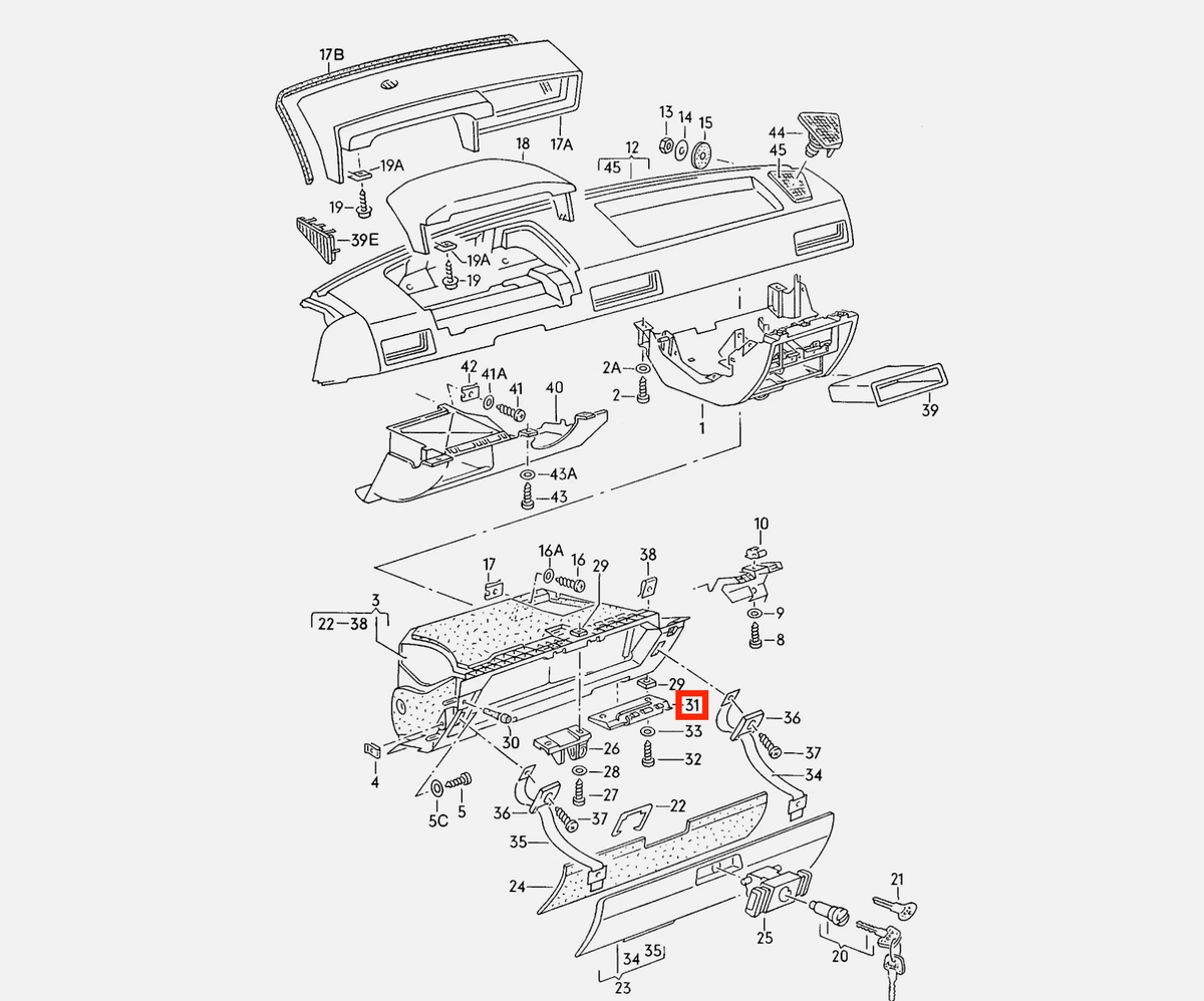 Audi Handschuhfach Scharnierhalter unten 2er-Satz 80 90 4000 Coupe B2 NEU – Ansicht 4