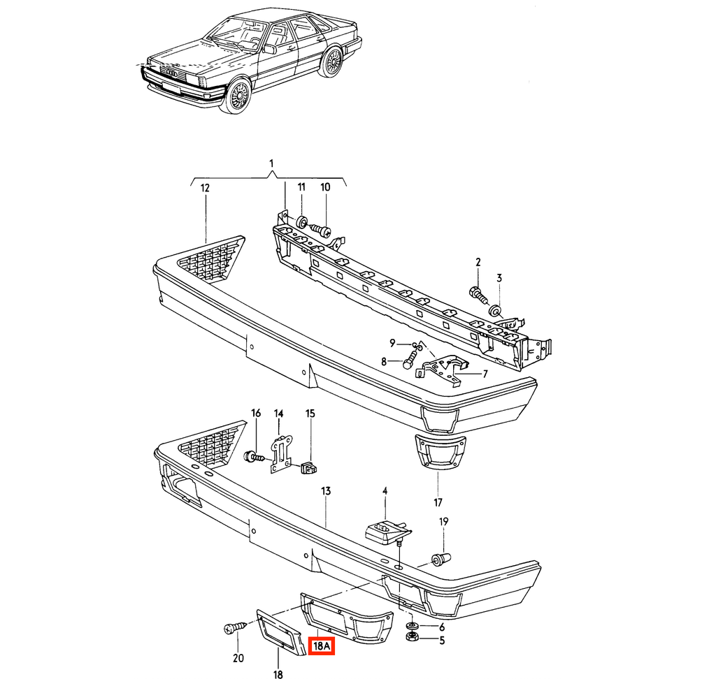 Audi Nebelscheinwerfer Blinker-Rahmen Stoßstange 80 90 Coupe Typ 81 85 NEU – Ansicht 4