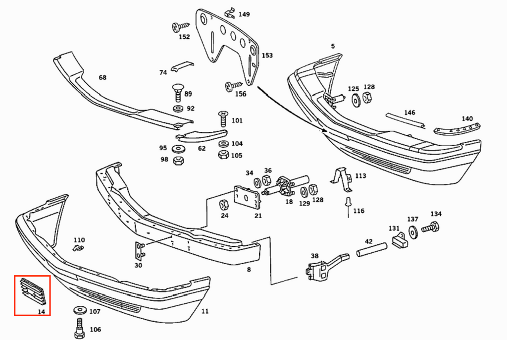 Mercedes-Benz W126 C126 Vorne Stoßstange unten Abschlepphaken Grill Abdeckung – A1268850326 – Ansicht 4