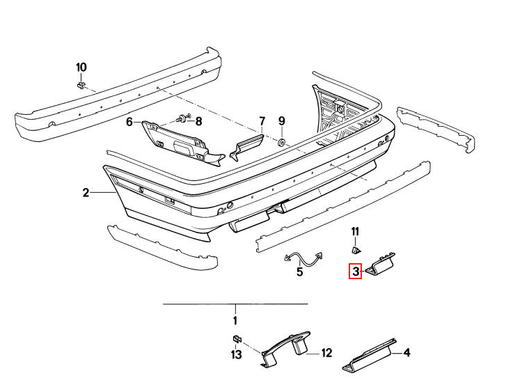 BMW E34 Hinten Stoßstange Abdeckung Grundiert – Ansicht 4