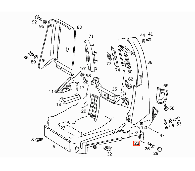 Mercedes-Benz R129 Sitz seitlich Verkleidung li. od. re. – A1299103118 – Ansicht 6