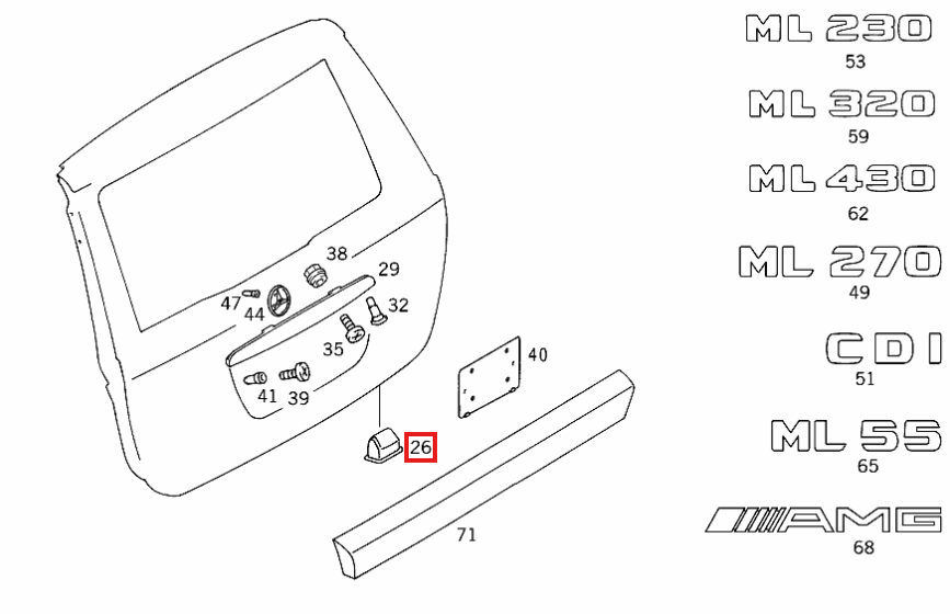 Mercedes-Benz Hinten Klappe Halte Griff W163 – A1637430072 – Ansicht 5