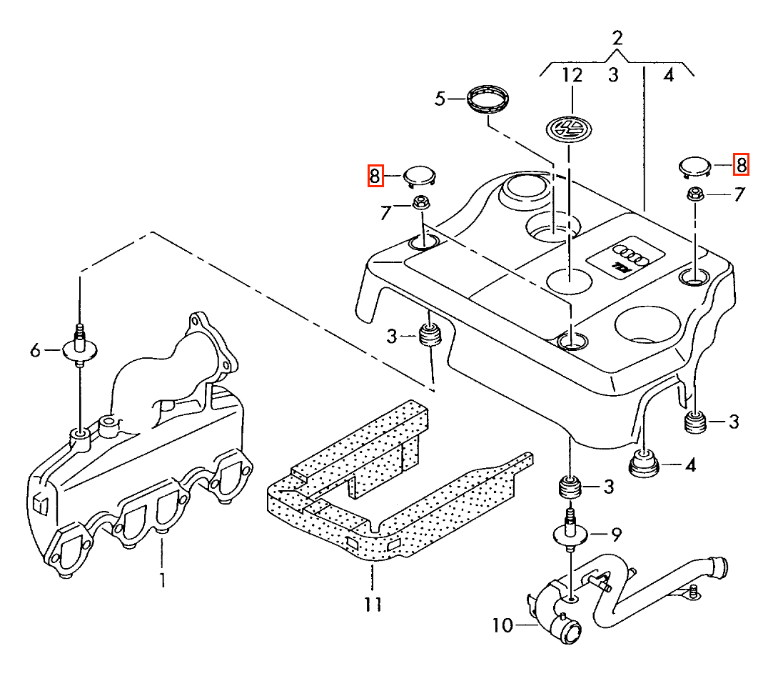 Audi A4 A6 VW-Gruppe Motor Abdeckung Kappe Set von Schwarz – Ansicht 4
