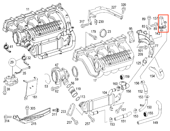 Mercedes-Benz W163 EGR Schlauch Pipe Connector 2.7 CDI OM612 Motor – A6122030008 – Ansicht 3