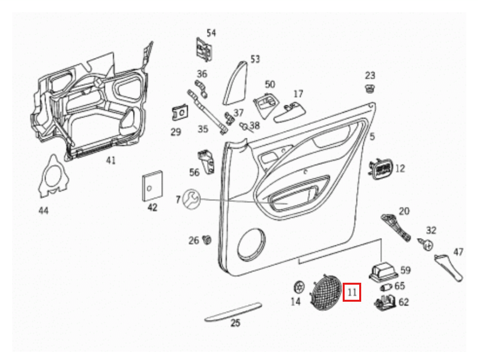 Mercedes-Benz Lautsprechergitter Tür vorne W163 NEU – A1637270188 – Ansicht 4