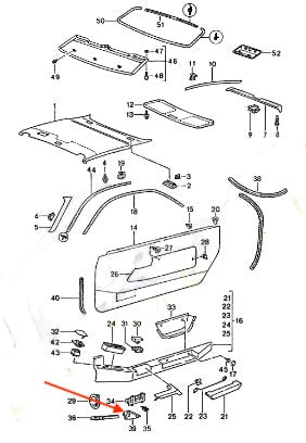 Porsche 928 Kabelkanal-Abdeckung li. od. re. Schwarz – Ansicht 4