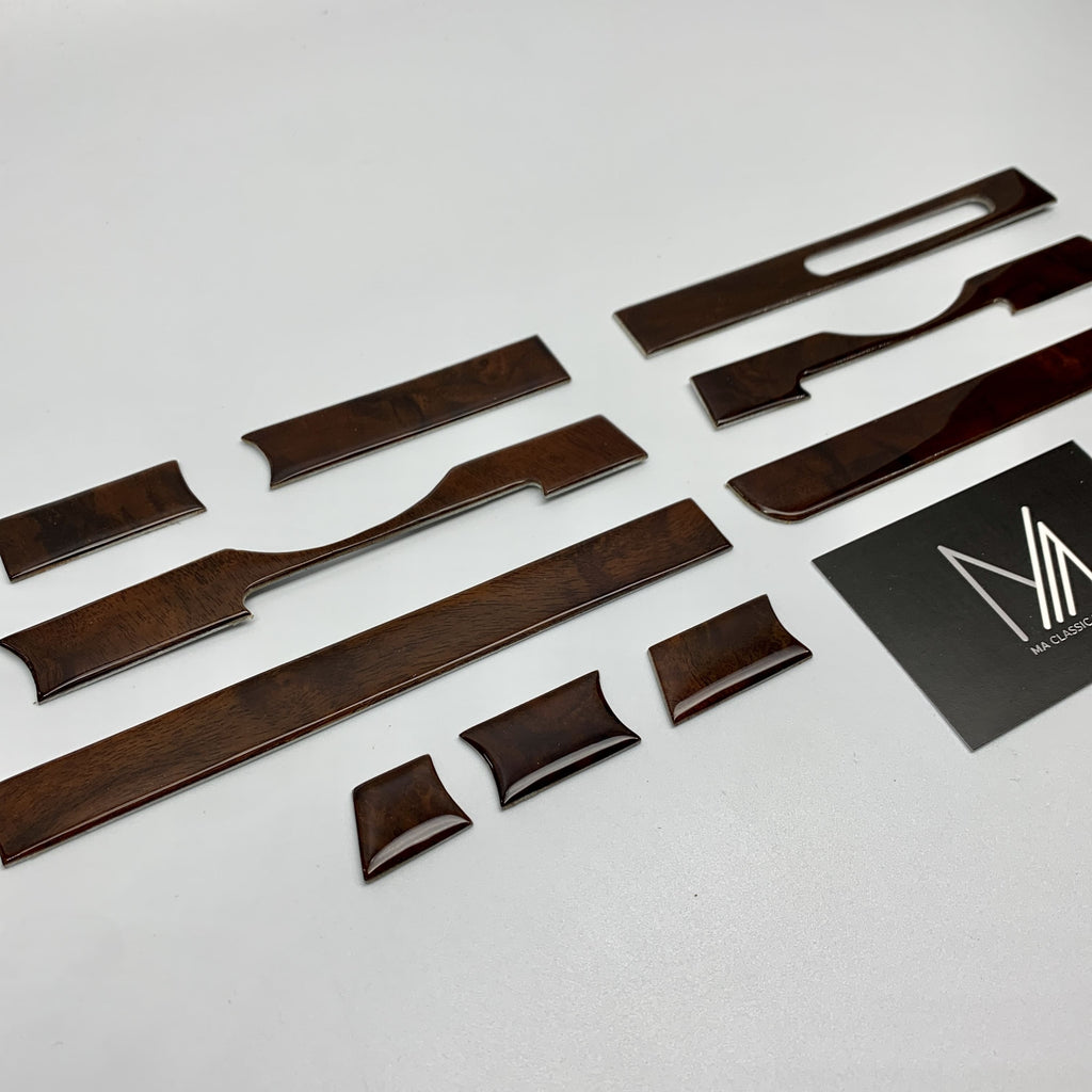 Holzleisten Armaturenbrett Set Wurzelholz R107 W107 EU & US Modell NEU – Ansicht 2