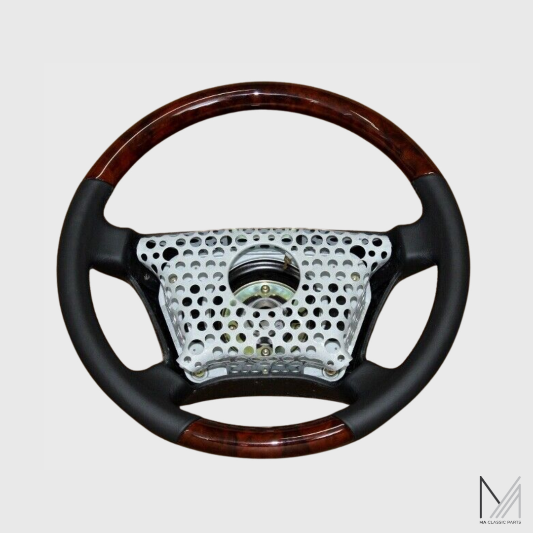 Mercedes Benz Lederlenkrad Wurzelholz 2-tlg. ohne Airbag W201 W124 W460