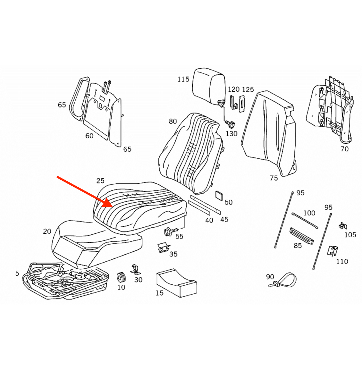 Mercedes-Benz SL Prefacelift Leder Vorne Sitz Abdeckung R129 – A1299103046 – Ansicht 4