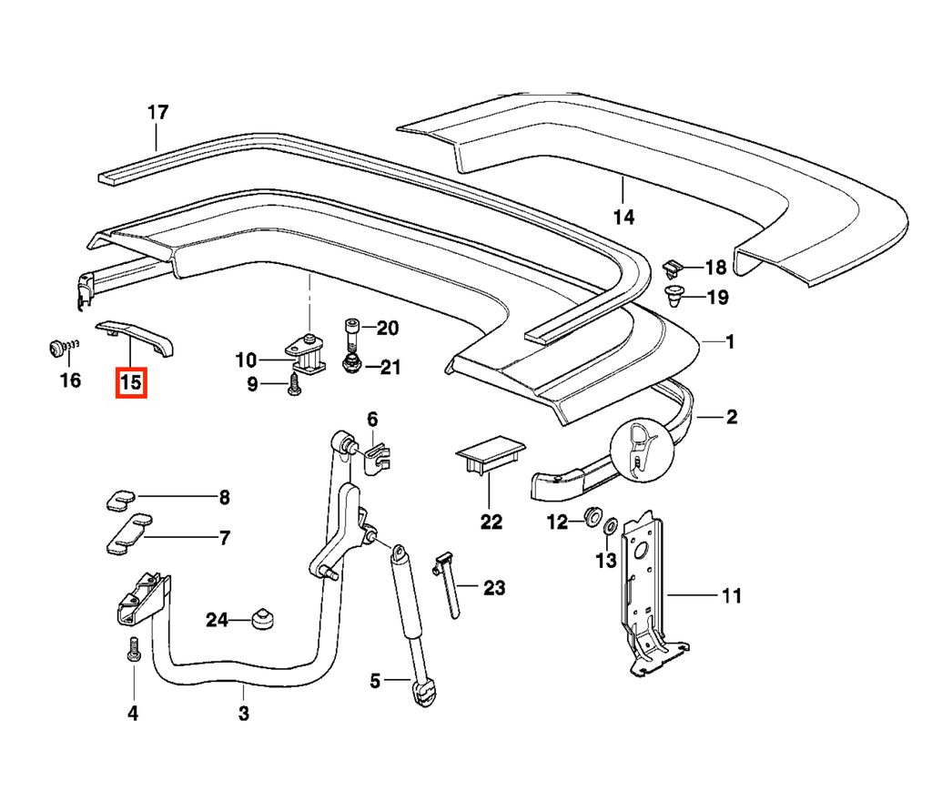 BMW Cabrio Verdeck-Abdeckblende 2er-Satz E36 NEU – Ansicht 4