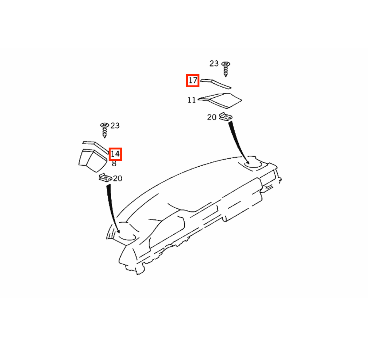 Mercedes-Benz Schraubenabdeckung Lautsprecher Armaturenbrett W124 NEU – A1246890167 – Ansicht 5