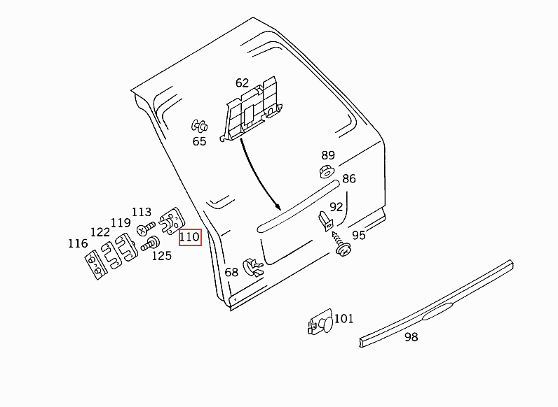 Mercedes-Benz Heckklappenanschlag S124 W124 – A1247660876 – Ansicht 4