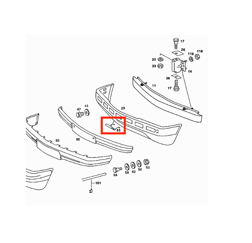 Mercedes-Benz Abschleppösenabdeckung Frontstoßstange Prelift W201 Grundiert – A2018850126 – Ansicht 4