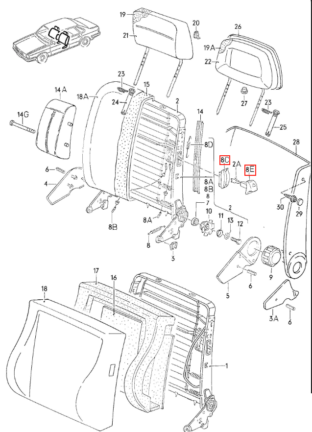 Audi diverse Modelle VW/Audi Sitz Retain Rahmen und Knopf Schwarz 113881633B – Ansicht 5