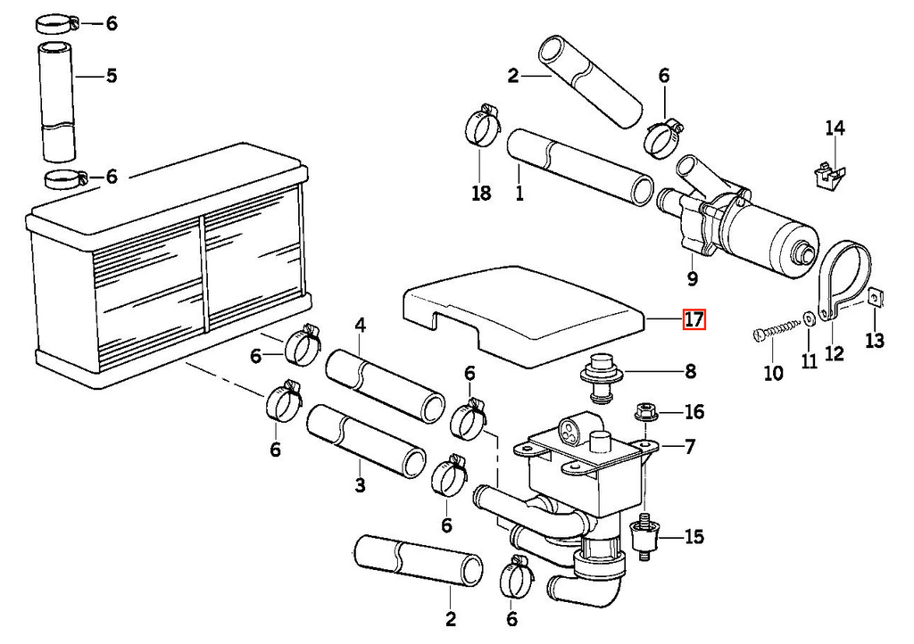 BMW E31 Heizung Ventil Abdeckung unter Motorhaube Schwarz – Ansicht 4
