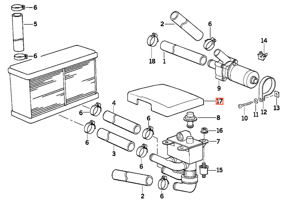 BMW E31 Heizung Ventil Abdeckung unter Motorhaube Schwarz – Ansicht 4