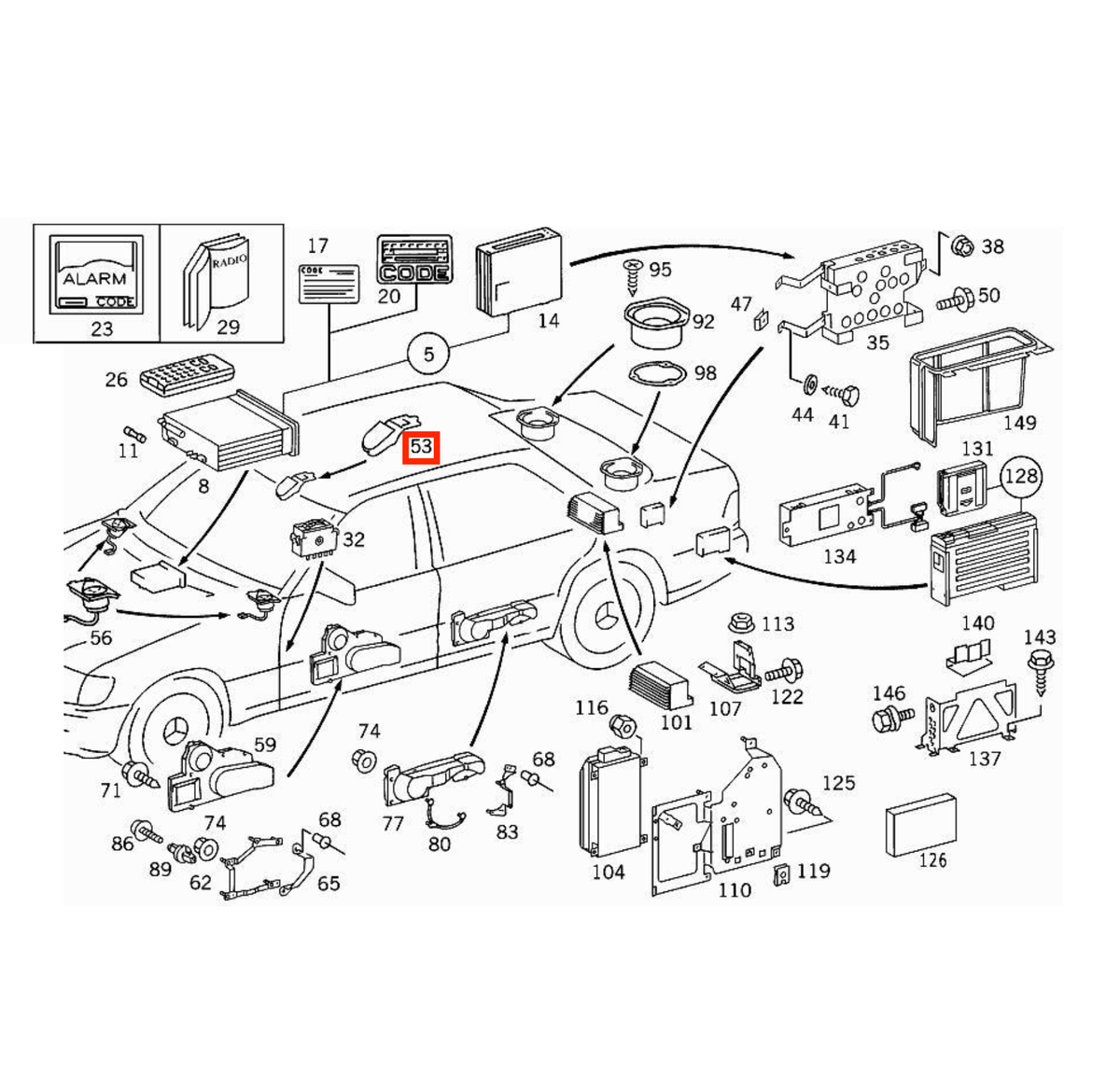 Mercedes-Benz Hochtöner-Abdeckung Innenspiegel Bose W140 NEU – A1408101011 – Ansicht 5