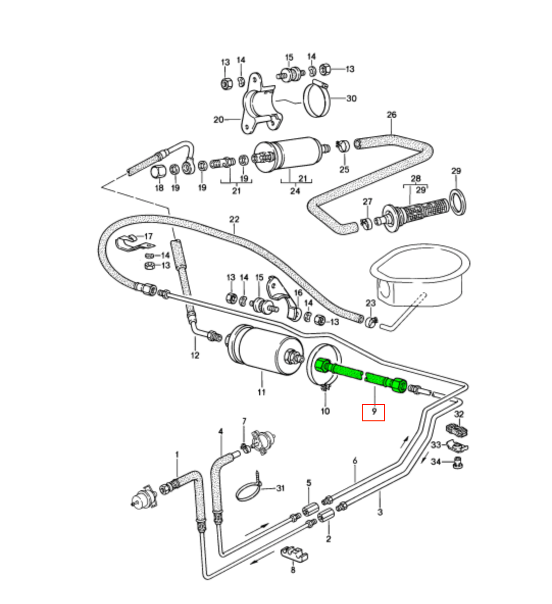 Porsche Kraftstoff-Rücklaufschlauch 924 924S 944 NEU – Ansicht 2