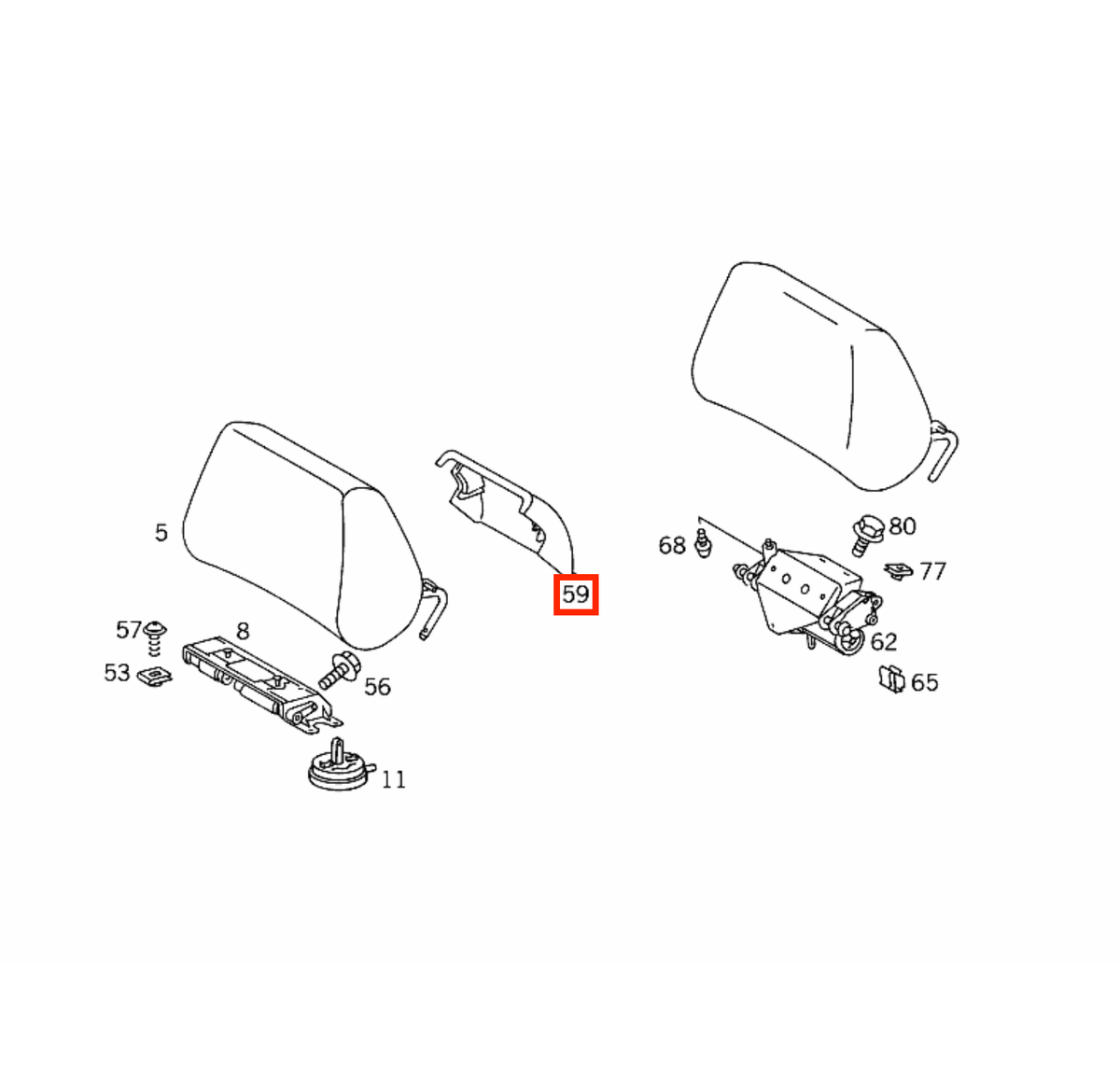 Mercedes-Benz Kopfstützen-Rückwand hinten mit Lederbezug W140 NEU – A1409780429 – Ansicht 4