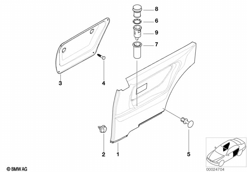 BMW Compact Reparatursatz Clips Seitenverkleidung hinten 6er-Satz E36 NEU – Ansicht 4