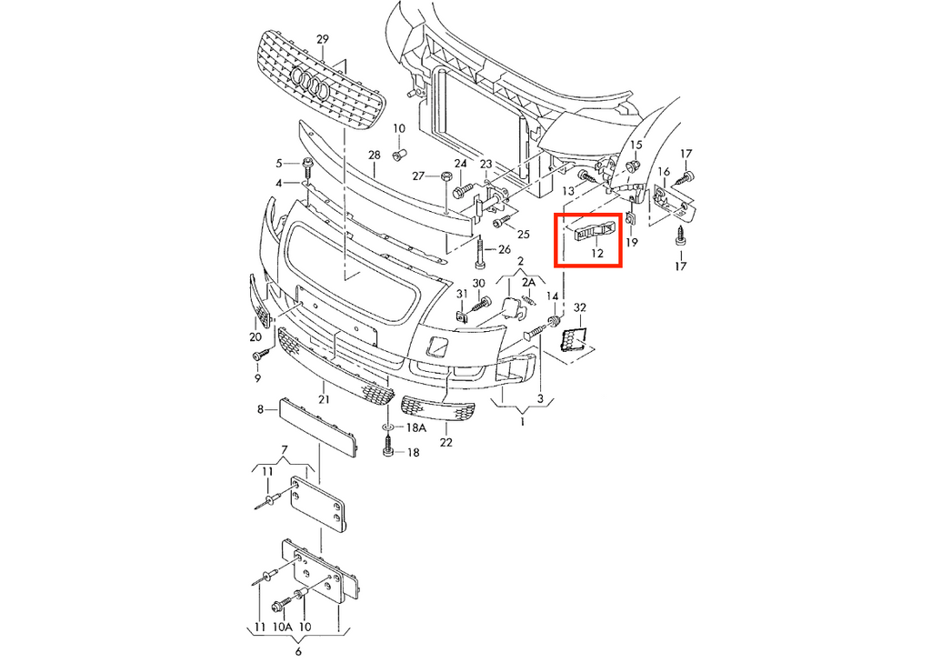 Audi TT Vorne Kotflügel Stoßstange Halterung li. od. re. Schwarz – Ansicht 4