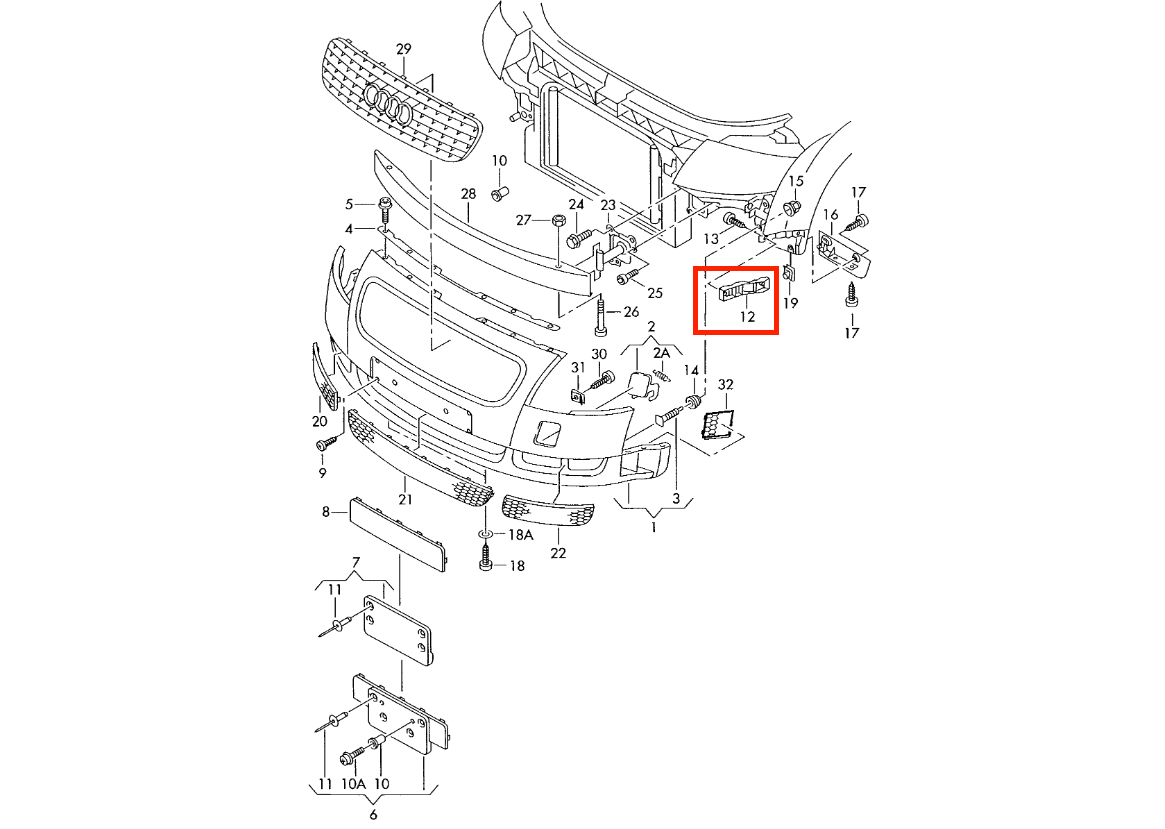 Audi TT Vorne Kotflügel Stoßstange Halterung li. od. re. Schwarz – Ansicht 4