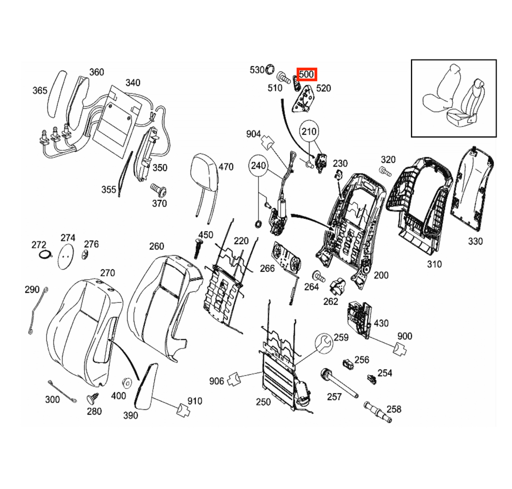 Mercedes-Benz Sitzverstellung Griff mit Kappe W204 X204 GLK NEU – A2049180034 – Ansicht 6