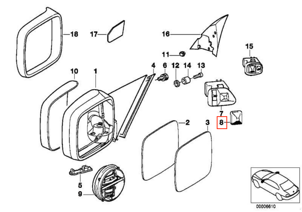BMW E31 E36 Z3 Spiegel Verstellung Bedienung Schalter Knopf Kappe Schwarz – Ansicht 3