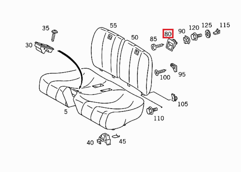 Mercedes-Benz R129 Hinten Sitz Polster und hinten Rückenlehne Innenraum Teil – A1299200072 – Ansicht 4