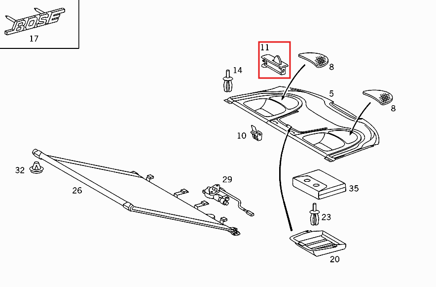 Mercedes-Benz Lehnen-Entriegelungsanzeige W202 W208 W209 – A2086900319 – Ansicht 6