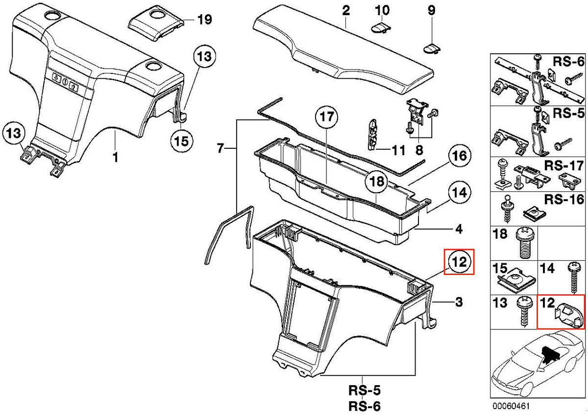 BMW Z3 Coupé hinten Oddments Box Schraube Abdeckung – Ansicht 13