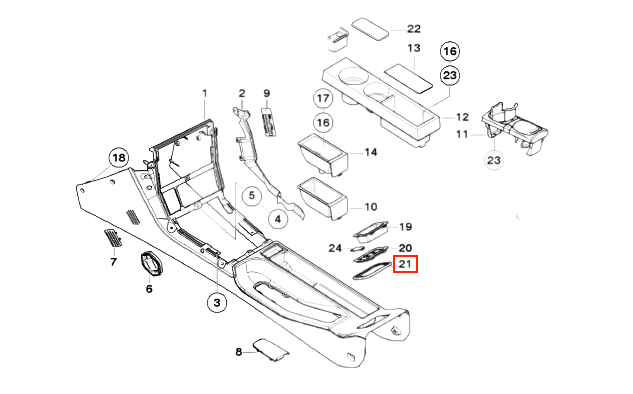 BMW Z3 Coupé hinten Mittel Konsole Rahmen Zierleiste – Ansicht 3