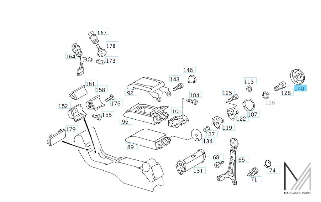 Mercedes-Benz W140 Abdeckkappen Armlehne Set NEU – A1409700629 – Ansicht 4