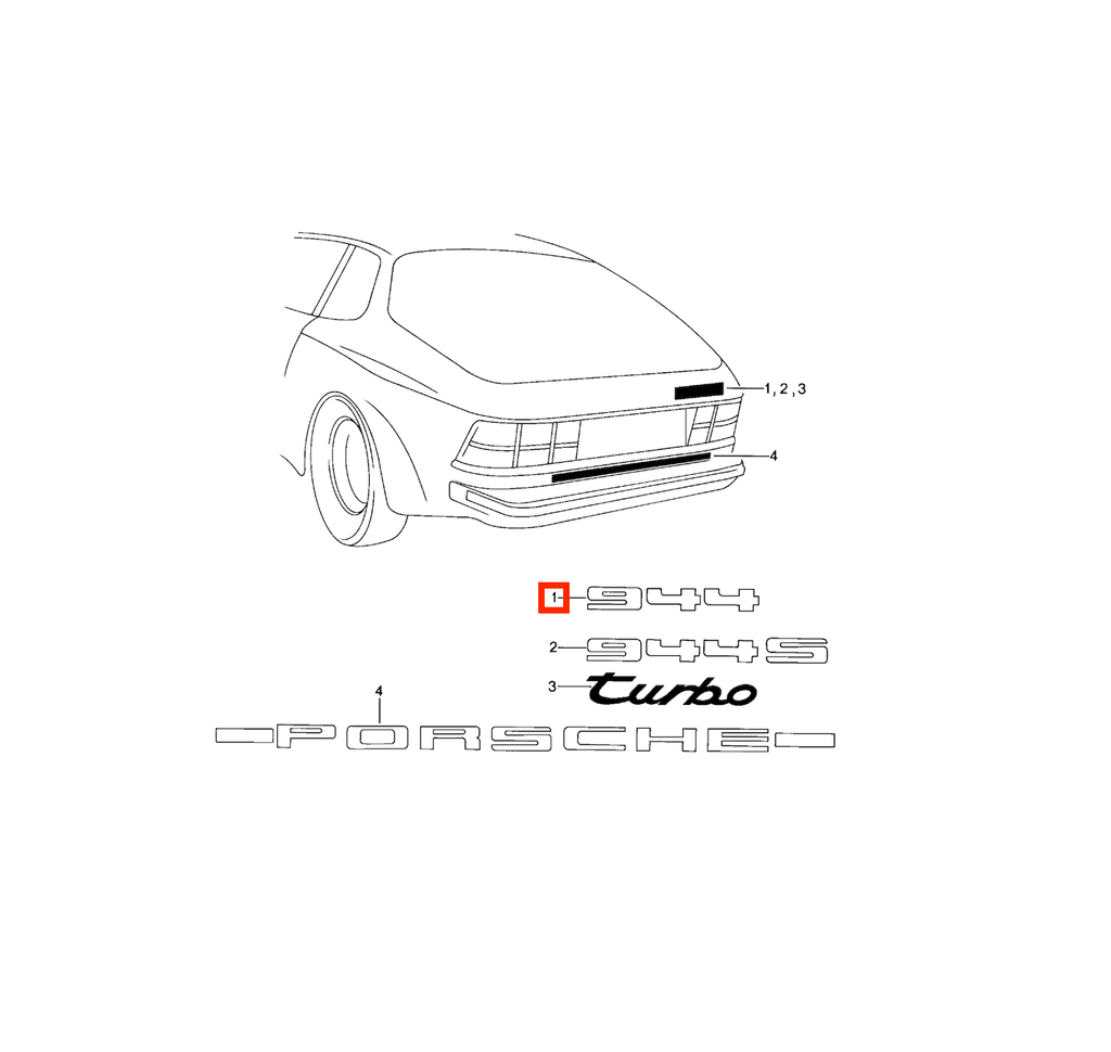 Porsche Emblem Modellschriftzug hinten 944 NEU – Ansicht 4