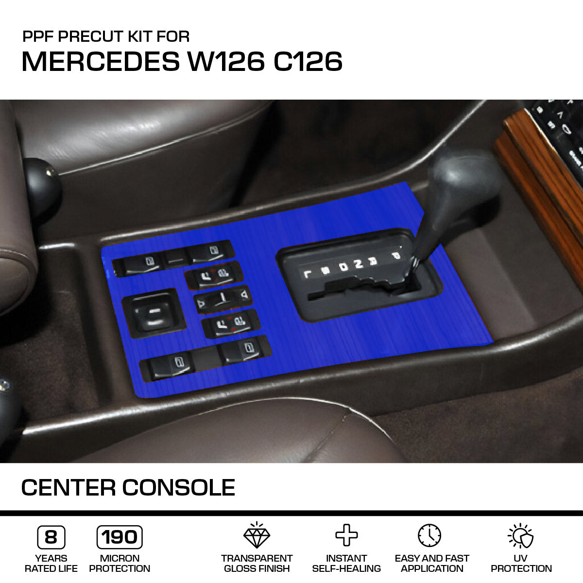 Mercedes-Benz SEC Mittelkonsole 8 Ausführung - PPF Lackschutzfolie W126 C126 – A1266803409