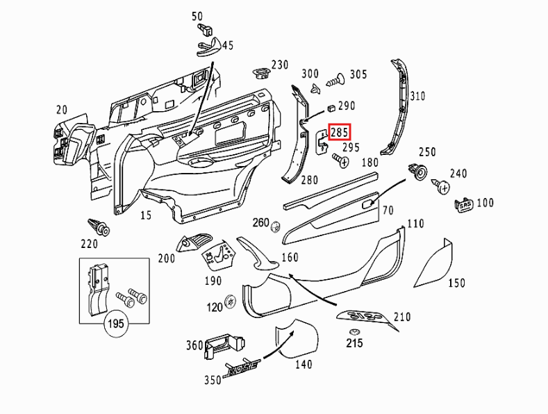 Mercedes-Benz Türschloss-Abdeckung W215 NEU – A2157281121 – Ansicht 4